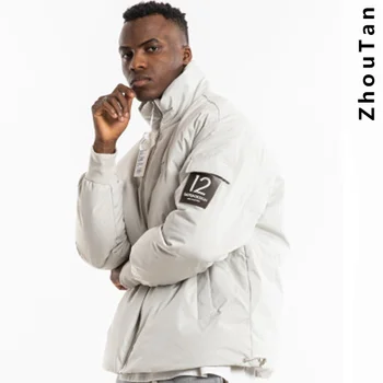 

winter down jacket men thick warm European plus Size Mens Coats Windproof zipper pockets clothing Genuine Fashion Limited woman