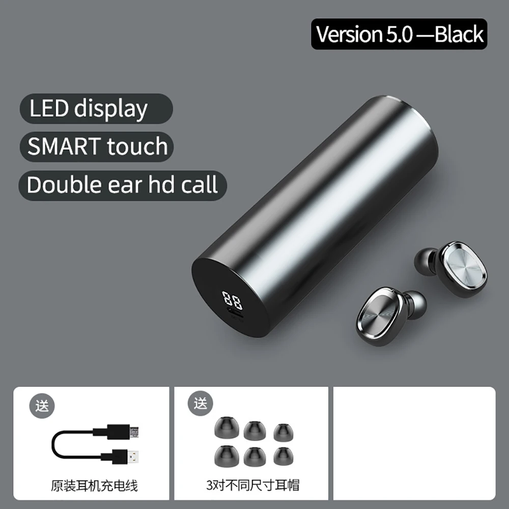 Черный B9 TWS Bluetooth гарнитура 5,0 Беспроводная 8D HIFI Спортивная гарнитура с микрофоном водонепроницаемые наушники мини гарнитура для Xiaomi samsung huawei - Цвет: Черный