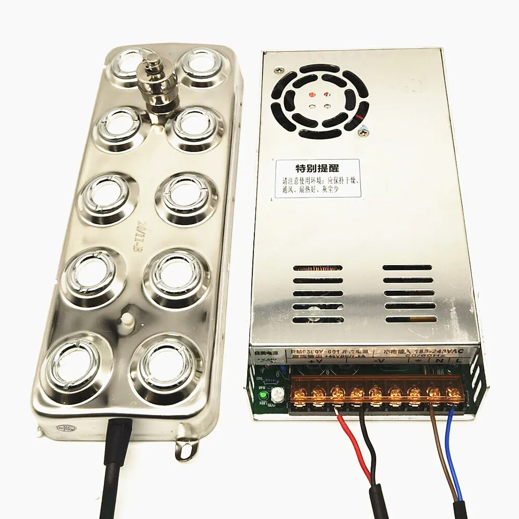 Umidificador Industrial Nebulizador Ultrassônico com 10 Cabeças 48v 5000 ml h Fonte de Alimentação com 110v e 220v