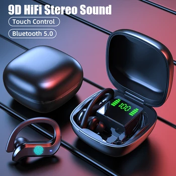 

TWS Bluetooth 5.0 Earphones Wireless Headphones Waterproof Sport Ear Hook Bass Earbuds Headset For iOS Android + Charger Box