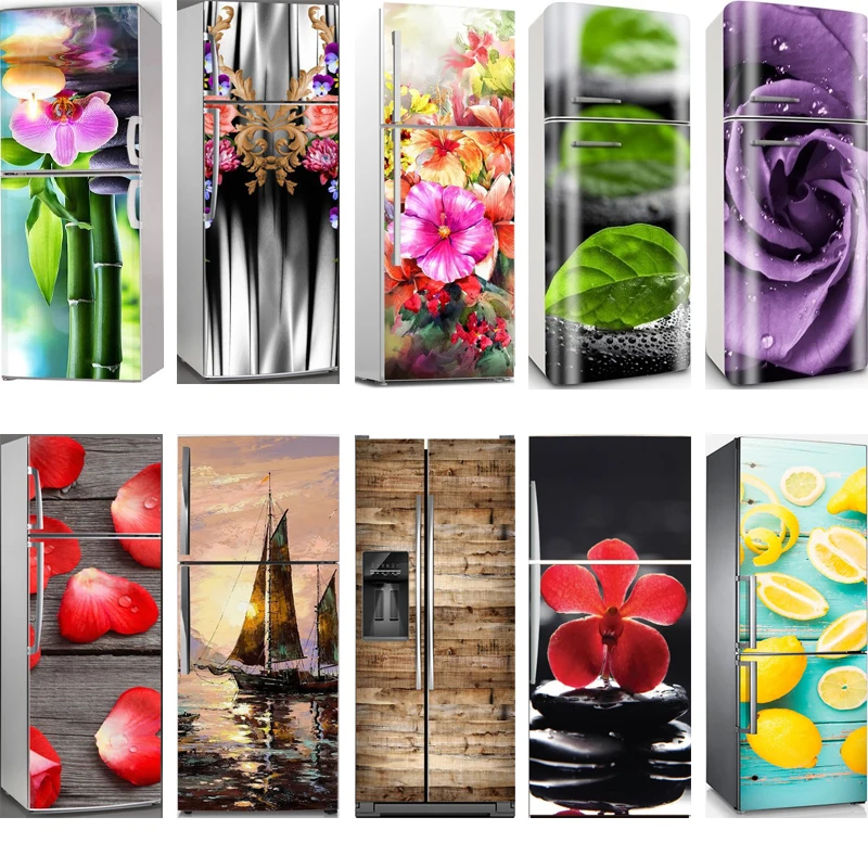 3D Self Adhesive Dishwasher Refrigerator Wrap Freezer Sticker Kid's Art Fridge Door Cover Wallpaper