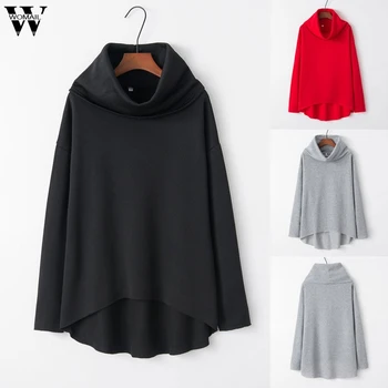 

Womail Women sweatshirt Turtleneck Autumn Fashion Scarf Collar Sweatshirt thin Long Sleeve Female Pullover Sweat Sudaderas Mujer