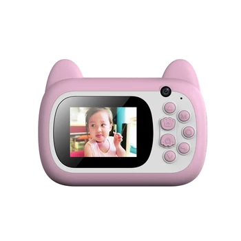 

Instant Print Digital Camera Cute 24MP 1080P Front Rear Camera 2.4inch IPS Screen Kids Camera Mini Cam Brown