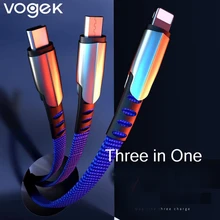 Vogek 3 в 1 USB кабель для iPhone samsung huawei Быстрая зарядка Micro USB Type C кабели для мобильных телефонов 5A линия передачи данных