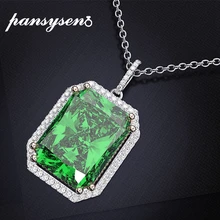 PANSYSEN 7 цветов Подвески 12x16 мм Изумрудный сапфировый драгоценный камень 925 Серебро кулон ожерелья для женщин ювелирные изделия на подарок