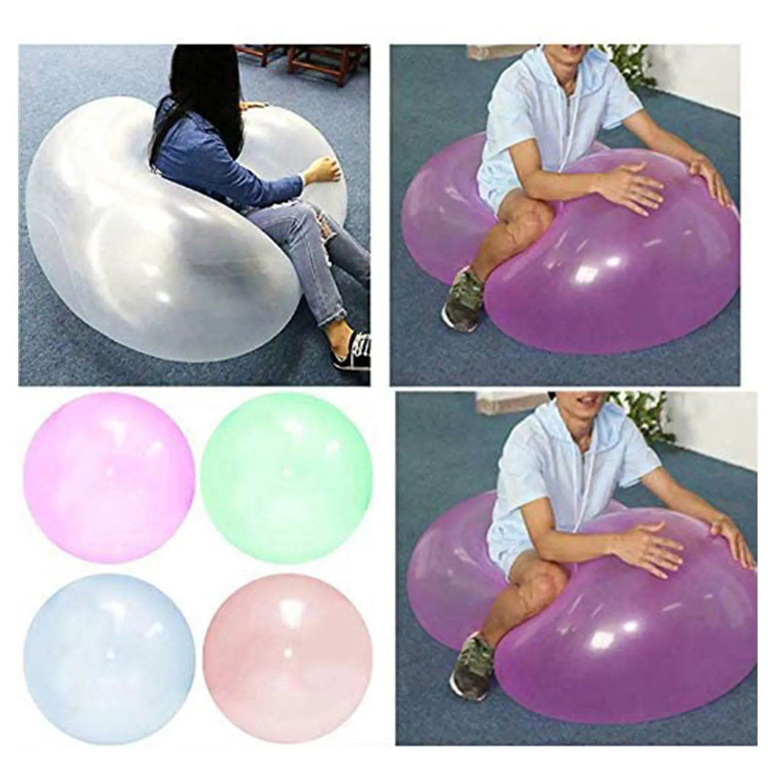 Bola inflable sólida para apretar para niños y adultos, Bola de burbuja transaparente, divertida, antiansiedad, alivia el estrés, diversión con agua, S/M/L, 1 unidad
