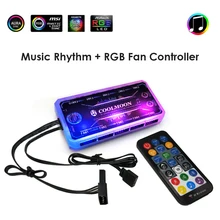 COOLMOON – contrôleur de bande lumineuse RGB pour boîtier d'ordinateur, télécommande RF pour éclairage LED, ventilateur, 6 broches, 5V