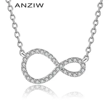 

Infinity Symbol Pendant Necklaces for Women Choker Lucky Number Eight Long Chain Necklace Silver Irregular Charm Gifts