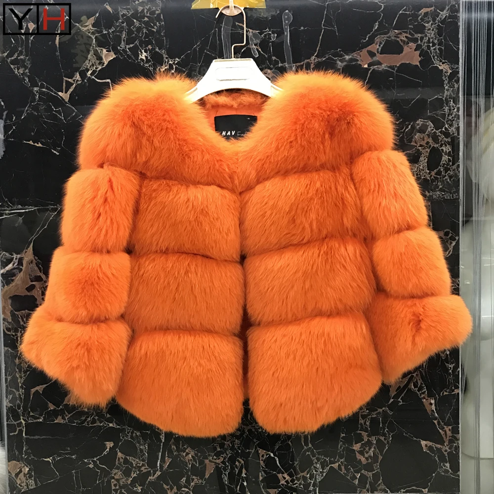 

Luxury Real Fox Fur Jacket Women's Fashion Fur Coat Top Quality Customized Size Fox Fur JacketNatural Thick Warm Fur coat