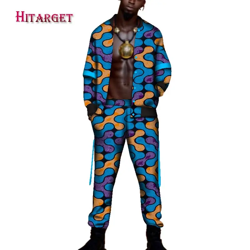 2018 спортивный костюм для мужчин осень s африканская одежда Дашики Африканский принт 2 шт. Африканский sclothe хлопок плюс размер WYN95