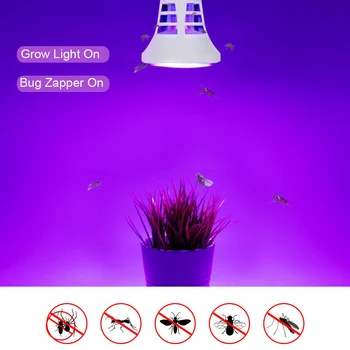 

110V/220V LED Grow Light 2 in 1 Electronic Insect Killer and Full Spectrum Grow Light Bulb E26/E27 Mosquito Killer Lamp
