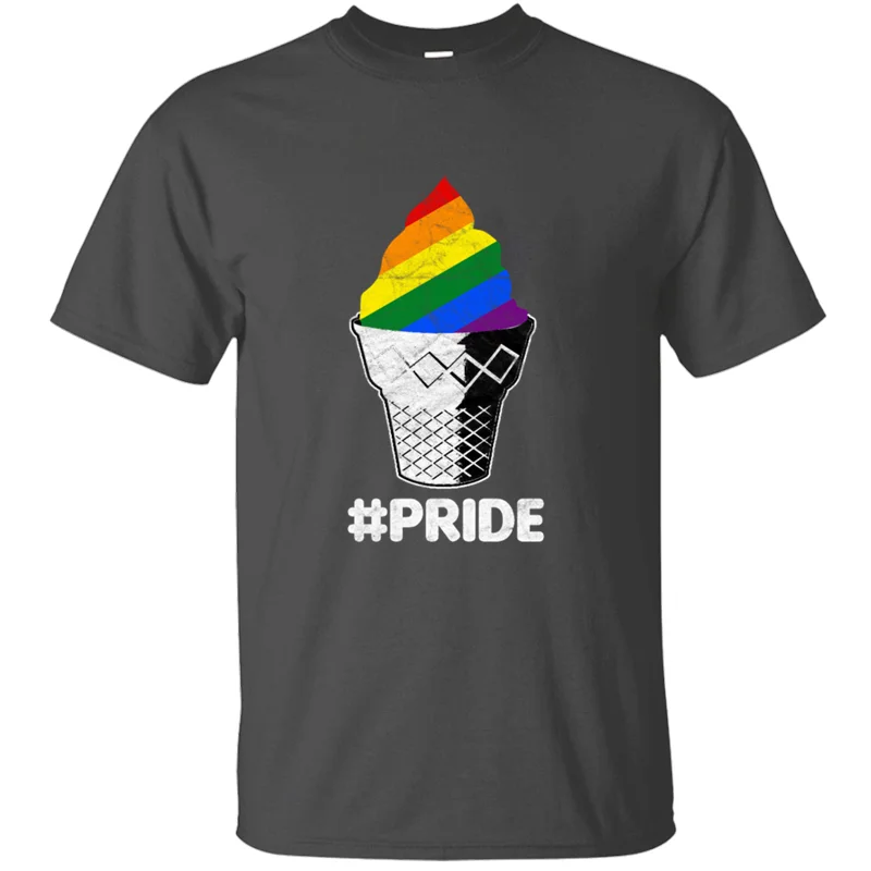 

Personality Fashion Pride Rainbow Ice Cream T-Shirt For Men Black Fitness Adult Tshirts 2020 Short-Sleeve Hip Hop