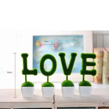 

Artificial LOVE Bonsai Fake Plant Simulation Flower Fashion Lovely Real Touch Plastic Green White 1 Set Garden DIY Handmade