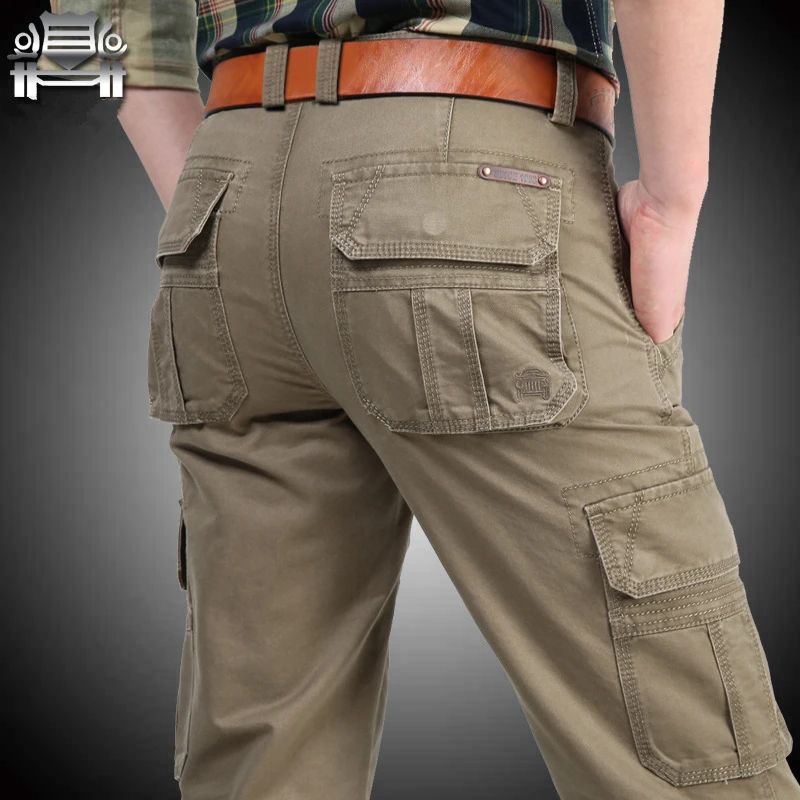Новые мужские брюки карго с несколькими карманами, мешковатые мужские брюки, военные повседневные брюки, комбинезоны, армейские брюки, джоггеры, большие размеры 40, 42, 44, хлопок