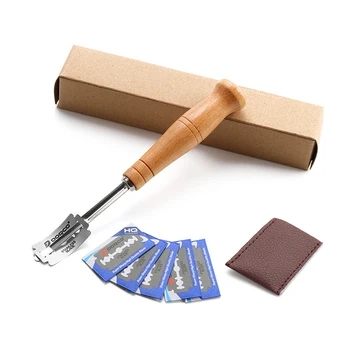 

Bread Lame Tools Bakery Scraper Bread Knife Slicer Cutter Dough Breads Scoring Lame with Blades and Cover Plastic Wooden