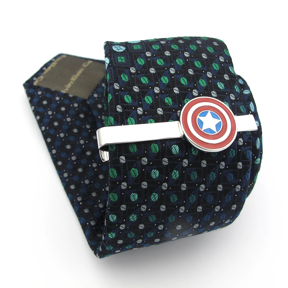 Superheroes Design Captain America Tie Clips For Men Quality Brass Material Red Color Tie Pins Wholesale&retail