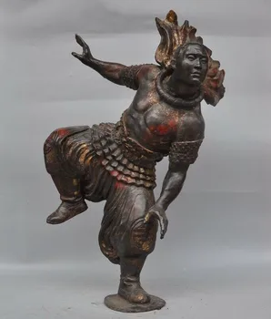 

wedding decoration 20" Bronze Gilt Mongolian wrestler martyr name giant male lion male eagle statue