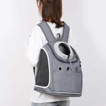 

Breathable Transparent SIde Mesh Window Cat Backpack Drawstring Elastic Top Breathable Pet Carrier Handbag Outdoor Pet