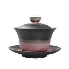 Gaiwan Tureen 180 мл керамическая чайная соусница для тарелки набор крышек чайная посуда ручной работы контейнер посуда для напитков Pu'er пиалы для чая мастер рукоделье чашка подарок