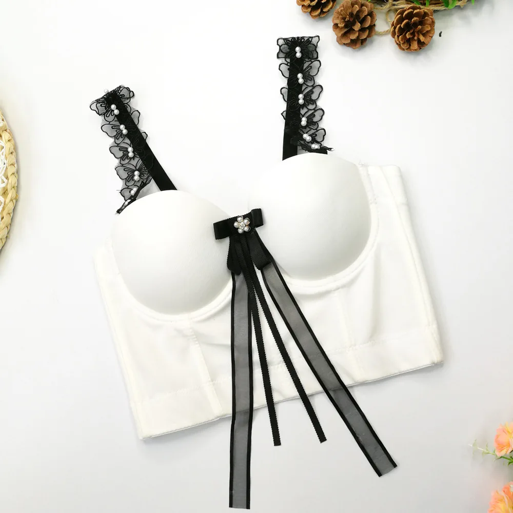 A1060 New Fashion Lace Camisole Fish Bone Ladies Bow Sexy Women Wholesale Corset Overbust Bustier Crop Tops
