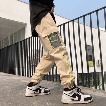 

Focal20 Streetwear Solid Patchwork Women Jogger Pants Lace Up Pockets Female Trousers Casual Loose Spring Autumn Lady Bottoms