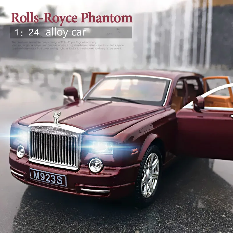 1/24 Rolls Royce Phantom литая под давлением Модель автомобиля игрушки металлический автомобиль Игрушечная модель автомобиля черная удлиненная коллекция лимузина 6 дверей