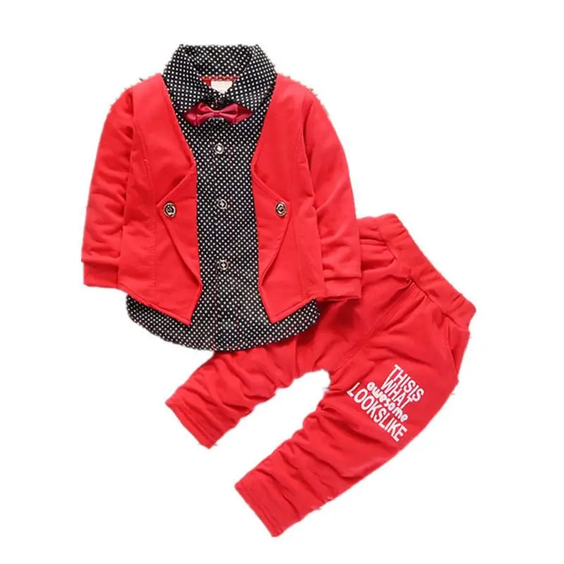 

YK0242 New spring autumn baby infant casual bow tie small suit boy's collar two-piece suit