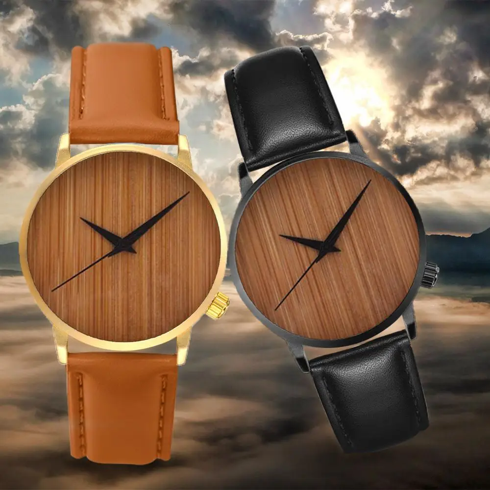 Креативная Мода Мужские деревянные Смотреть Простой циферблат кожаный ремень кварцевые часы унисекс кварцевые наручные часы Часы Relogio Masculino A30