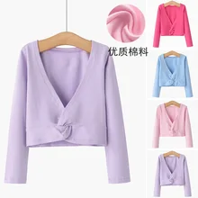 Пальто с шалью для балета и танцев для девочек; сезон весна-осень; одежда для детей с длинными рукавами; одежда для занятий спортом; топы; маленькое пальто