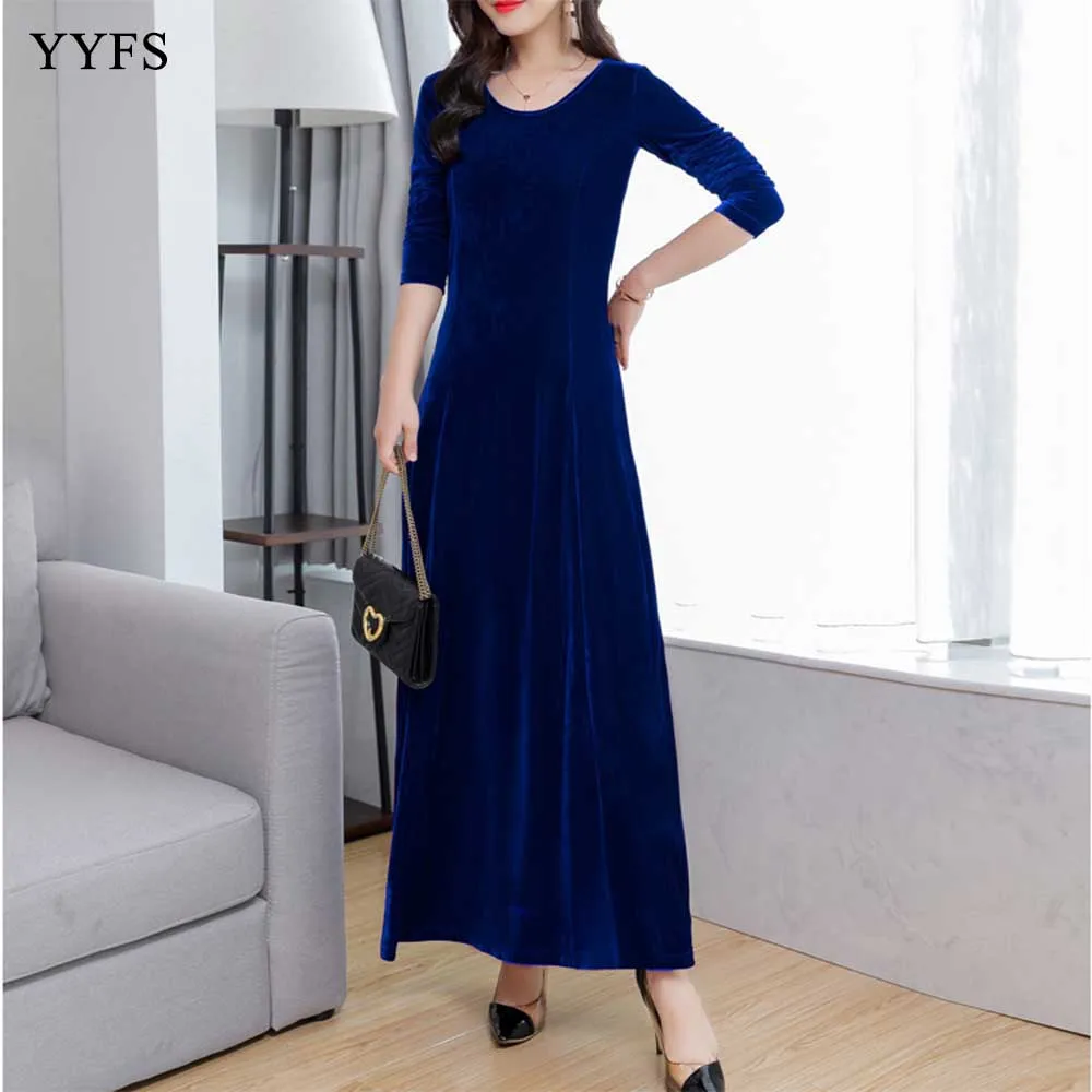 

2018 Runway Dress Winter Evening Party Dresses Red Velvet Dress Women Long Sleeve Vintage Long Maxi Dresses Vestido Longo Robe