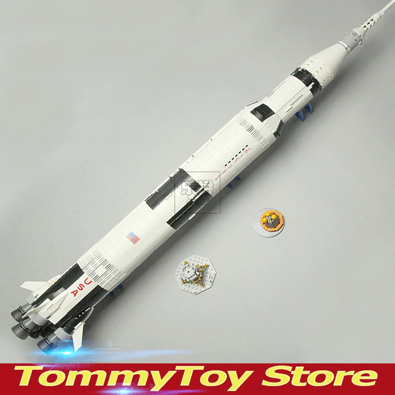 Lepinblock 37003 1969 шт. креативная серия пусковой автомобиль Apollo Saturn V Набор детских