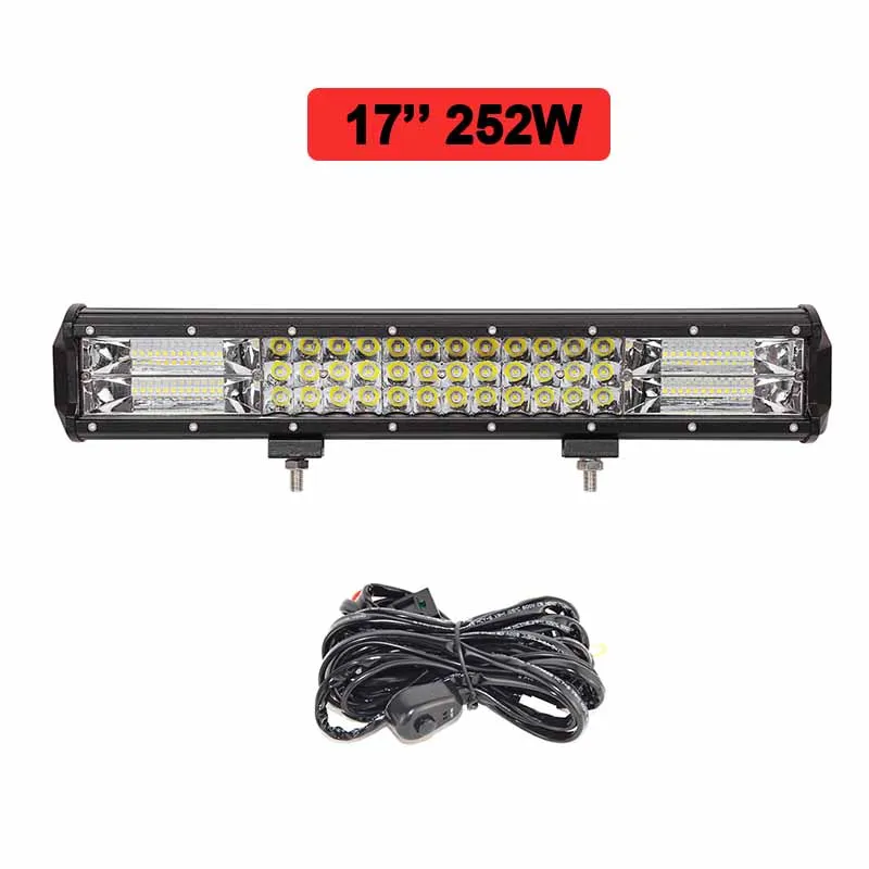 1" 17" 20''2" 28" 3" 7D светодиодный светильник Бар Offroad 288 Вт 324 комбо луч светодиодный фар дальнего света 12v 24v для грузовиков, внедорожников, квадроциклов, наводненных 4WD 4x4 - Цвет: 252w with wire kit