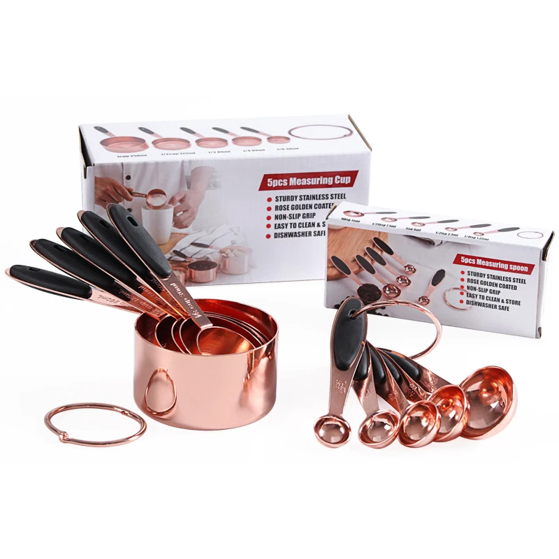 

5PCS Weighing Spoon Baking Tool Set Rose Gold Stainless Steel Measuring Spoon DIY Cake Measuring Spoon Set Kitchen Tool