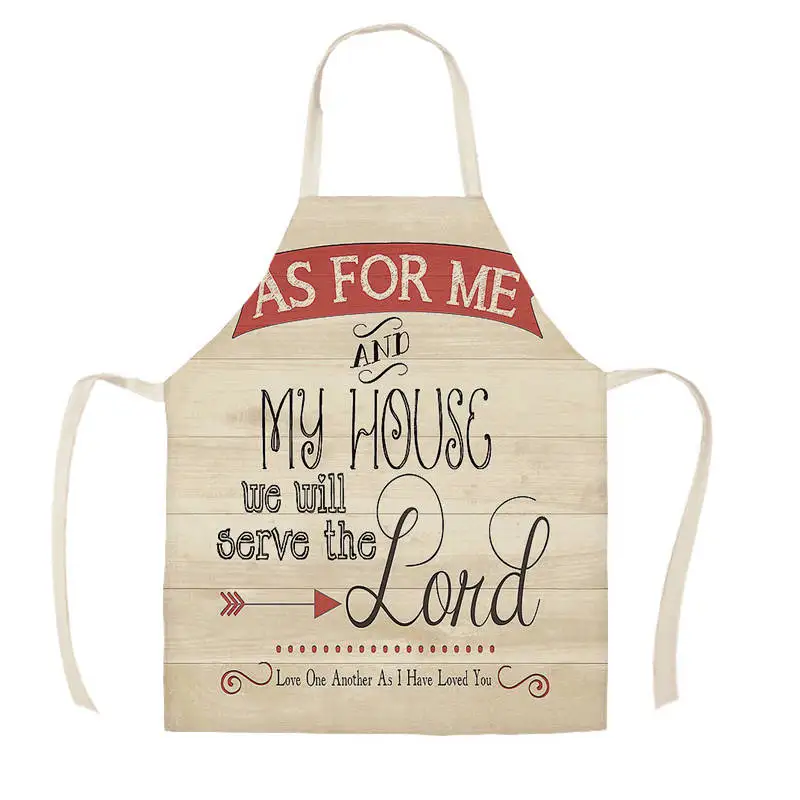 Letter Style Home Decorative Arrow Kitchen Aprons for Woman Man Home Cooking Baking Shop Cleaning Cotton Linen Apron WQ1484