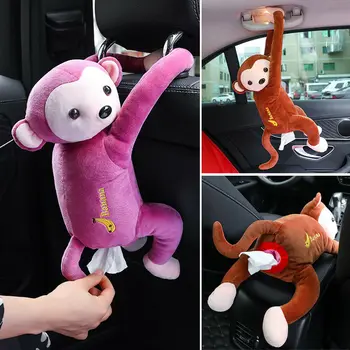 

Creative Cartoon Monkey Removable Tissue Boxes Portable Home Office Auto Car Hanging Tissue Box Cover Towel Holder Organization