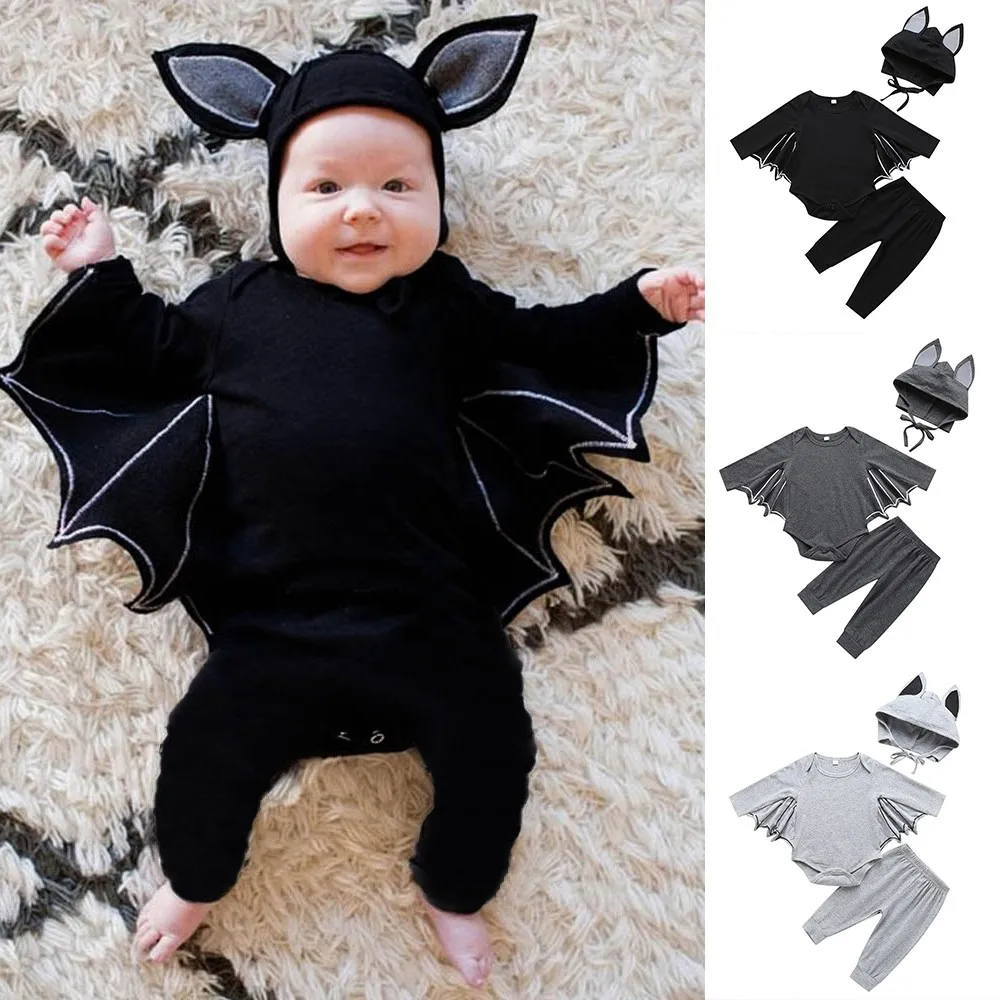 

Toddler Newborn Baby Set Boys Girls Clothes Halloween Cosplay Costume Bat Romper Hat Infant Outfits Winter Children Clothes Set