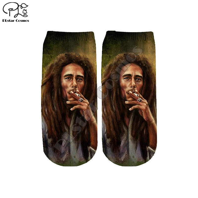 

PLstar Cosmos Reggae Bob Marley Colorful HipHop NewFashion Casual 3DPrint Women/men/boy/girl Summer Autumn Short Ankle Socks s-1