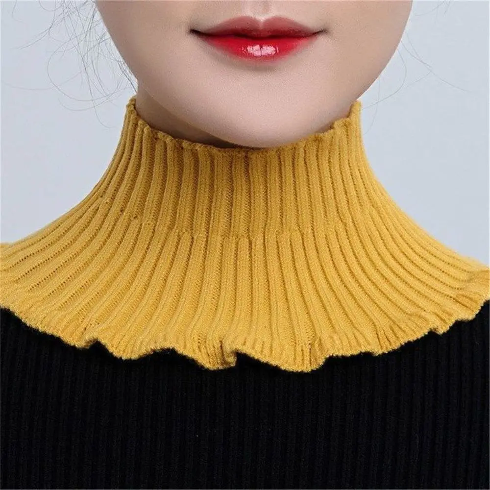 Fashion Detachable Turtleneck Neck Guard Knitted Fake Collar Scarf with Wooden Ears fake collar detachable collar shawl