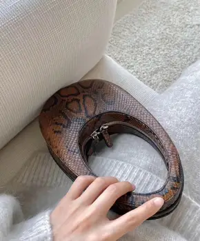 

By H 2020 Newest Vintage Style Genuine Leather Egg Shape Handle Bag Women's Fashion Designer Unique Style Round Purse Female