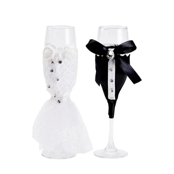 

2Pc Wedding Glasses Personalized Champagne Flutes Crystalline Party Gift Toasting Glass Goblet Anniversary