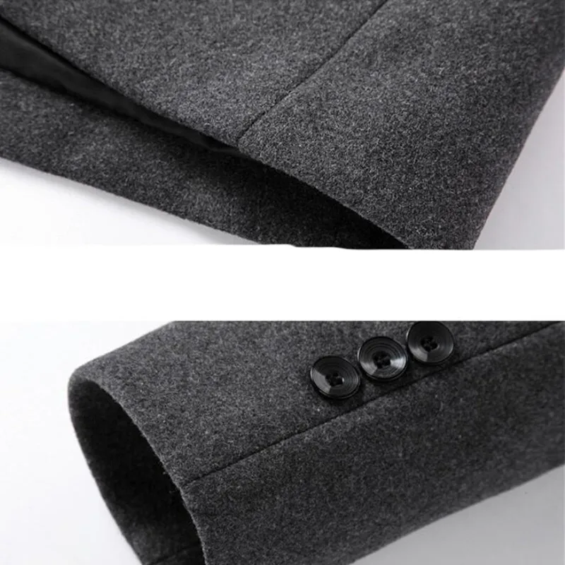 New Autumn Winter Brand Men Wool Blends Coats Fashion Solid Color Middle Long Overcoat Luxury Business Casual Wool Coat S-3XL