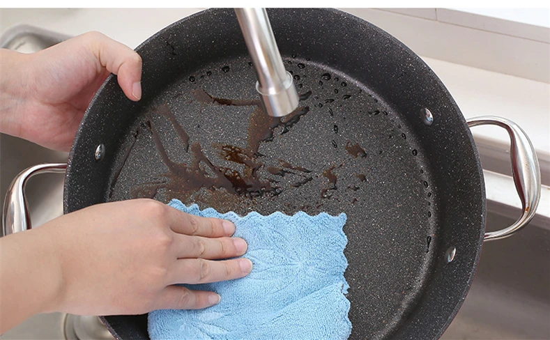 Kitchen Super Absorbent Cleaning Cloth Coral Fleece Cleaning Towels Home Washing Dish Multifunctional Cleaning Tools