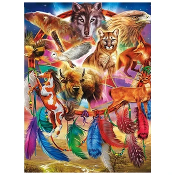 

Wall Decor Art Full Round Drill 5D Diamond Painting Animal Dream Catcher Pictures Abstract Embroidery Mosaic Cross Stitch Craft