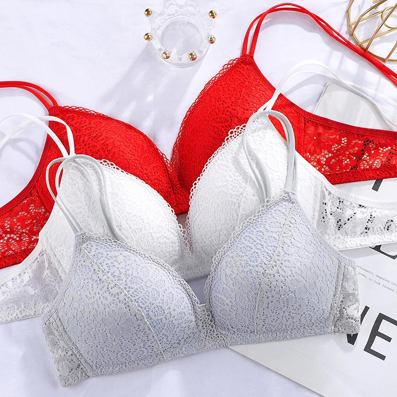 cute underwear sets Thin Lingerie Set Lace Bra Set Super Push Up Bra Transparent Panties Sexy Bralette Set Women's Underwear Set White Black Red cute underwear sets