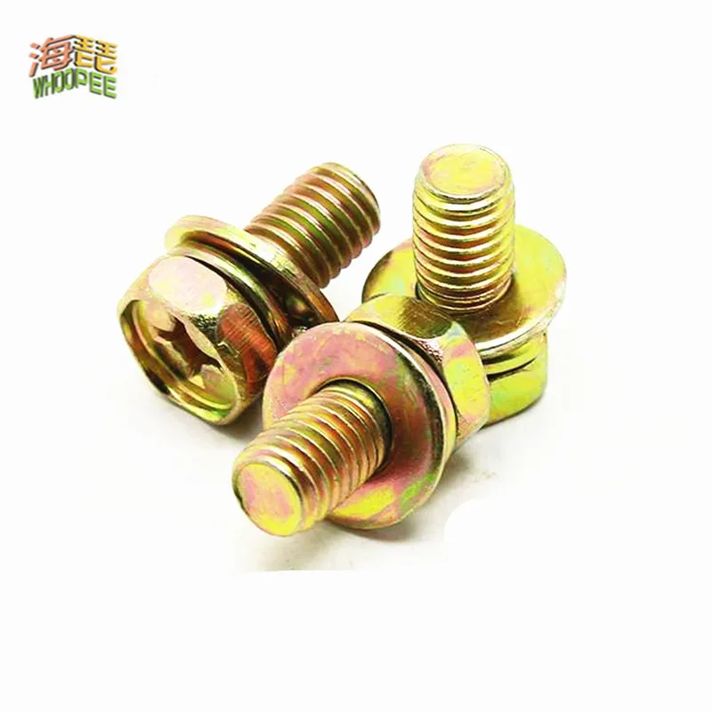 5/50pc M3 M4 M5 M6 M8 Stainless Steel Cross Phillips External Hex Hexagon Head SEM Screw Flat Washer Spring Gasket Assemble Bolt cross phillips screw
