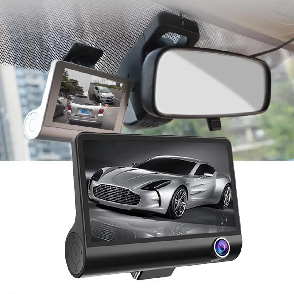 Автомобильный Full HD двойной автомобильный объектив DVR камера ЖК-экран ночное видение зеркало заднего вида авто Dash g-сенсор камера рекордер