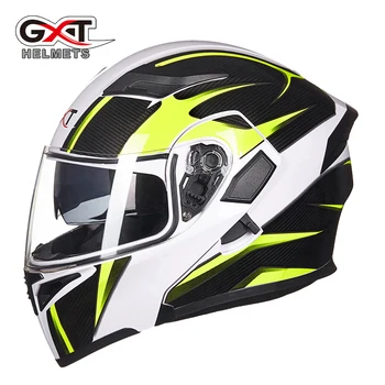 

Flip up motorcycle helmet With Inner Sun Visor Safety Double Lens Racing Full Face Helmets can put bluetooth headset GXT-902