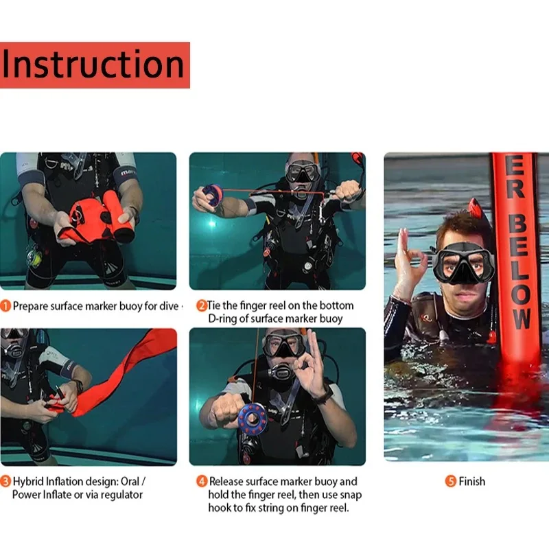 18CM*180CM Scuba Diving Surface Marker Buoy SMB Underwater Safety Professional High Quality Scuba Diving Tube Surface SMB Diver 3