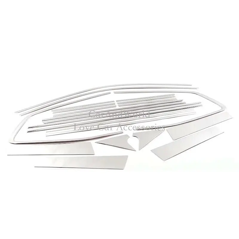 No4-All Window 22pcs Нержавеющая сталь двери окна планки A/B/C стойки полосы Крышка для- Volkswagen VW Teramont/Atlas автомобиль-Стайлинг Аксессуары - Цвет: No4-All Window 22pcs