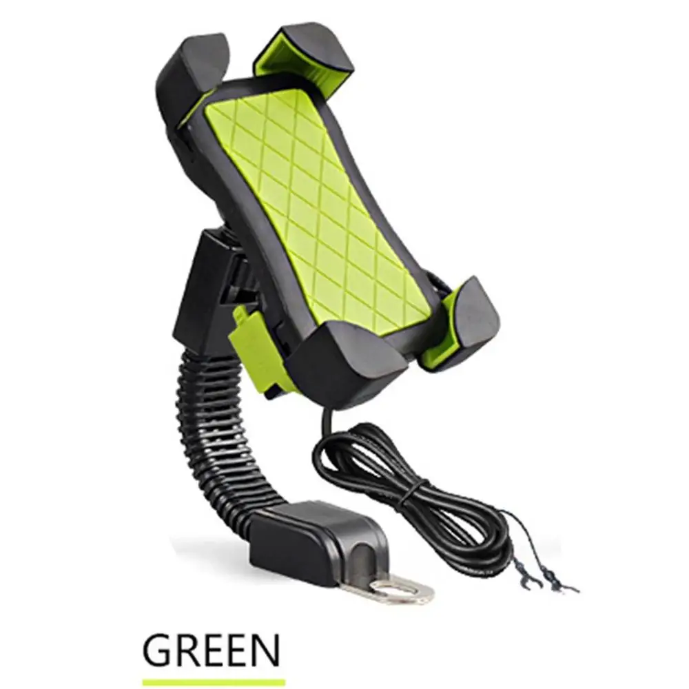 Green with Charging Универсальный Электрический держатель для телефона для мотоцикла, держатель для телефона, подставка - Цвет: Green with Charging